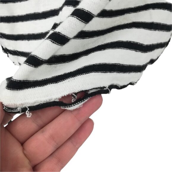 Lovestitch Linen Striped Shirt Size S Long Sleeve Distressed Lagonlook Hole Hem - Picture 4 of 12